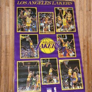Vintage 1988 Los Angeles Lakers Starline Poster, Magic Johnson Kareem Worthy